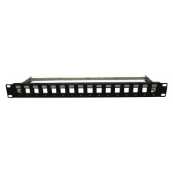 Panneau de brassage noir 19'' 1U 16 ports vide avec support de câbles