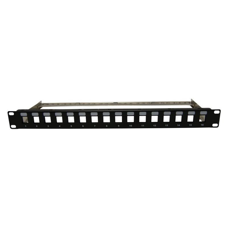 Panneau de brassage noir 19'' 1U 16 ports vide avec support de câbles