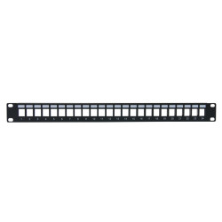 Panneau de brassage noir 19'' 1U 24ports vide large+support de câbles