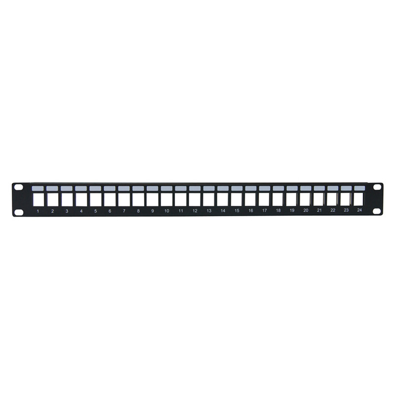 Panneau de brassage noir 19'' 1U 24ports vide large+support de câbles