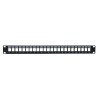 Panneau de brassage noir 19'' 1U 24ports vide large+support de câbles