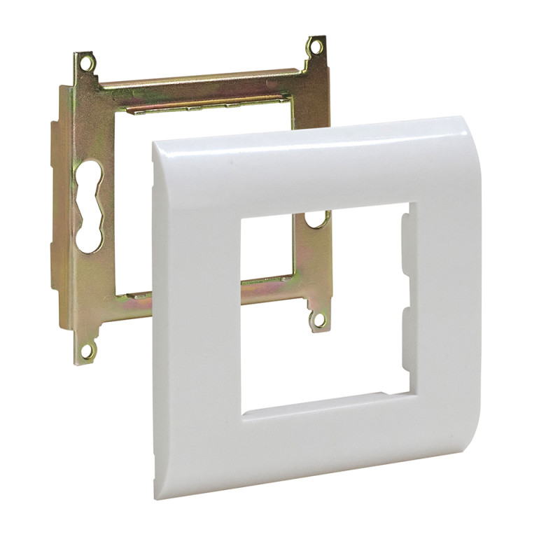 Cadre support de plastron 80x80mm avec grille type Mosaic blanc