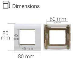 Cadre support de plastron 80x80mm avec grille type Mosaic blanc