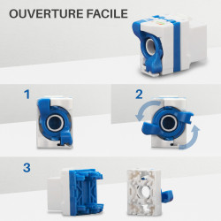 Embase Keystone courte RJ45 UTP Cat 6a FTP sans outil repérage coul