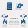 Embase Keystone courte RJ45 UTP Cat 6a FTP sans outil repérage coul