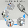 Embase Keystone RJ45 Blindée Cat 6a FTP sans outil repérage couleur