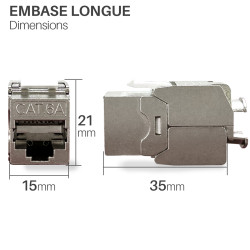Embase Keystone RJ45 Blindée Cat 6a FTP sans outil repérage couleur