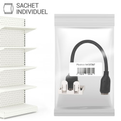 Plastron 45x45 HDMI F/F avec câble 0.20m