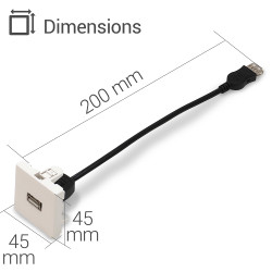 Plastron 45x45 USB F/F avec câble 0.20m
