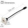 Plastron 45x45 USB F/F avec câble 0.20m
