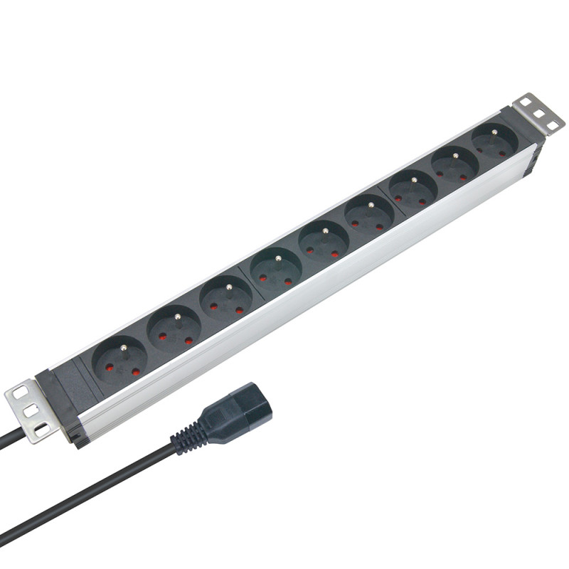Multiprise rackable 19 pouces 9 prises Fiche C14 fixation orientable