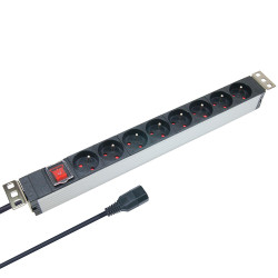 Multiprise rackable 19 pouces 8 prises avec interrupteur Fiche C14