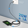 Cordon Nylon USB 3.1 type C / USB A mâle-mâle 2.00m Noir S