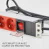 Multiprise 19  rackable 8 prises ROUGE avec inter et orientable 1,80m
