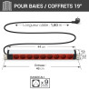 Multiprise 19  rackable 9 prises ROUGE fixation orientable cable 1,8m