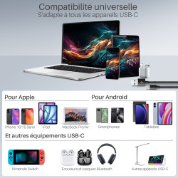 Cordon Nylon USB 3.1 type C / USB A mâle-mâle 2.00m Noir S