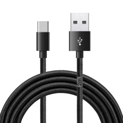 Cordon Nylon USB 3.1 type C / USB A mâle-mâle 2.00m Noir S