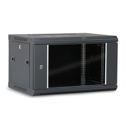 Coffret réseau 19'' 6U porte vitrée 600x450 noir démonté