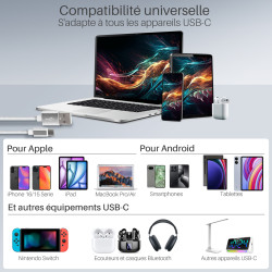 Cordon Nylon USB 3.1 type C / USB A mâle-mâle 2.00m Blanc S