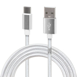 Cordon Nylon USB 3.1 type C / USB A mâle-mâle 2.00m Blanc S