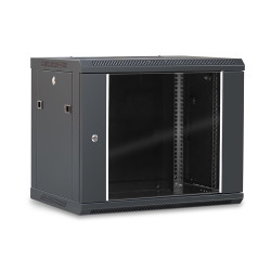 Coffret réseau 19'' 9U porte vitrée 600x450 noir démonté