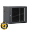 Coffret réseau 19'' 9U porte vitrée 600x450 noir monté