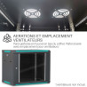 Coffret réseau 19'' 9U porte vitrée 600x450 noir monté