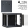 Coffret réseau 19'' 9U porte vitrée 600x450 noir monté