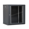 Coffret réseau 19'' 12U porte vitrée 600x450 noir démonté