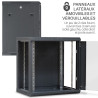 Coffret réseau 19'' 12U porte vitrée 600x450 noir monté