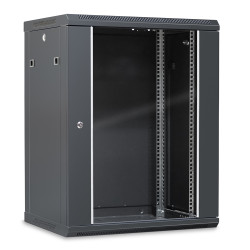 Coffret réseau 19'' 15U porte vitrée 600x450 noir démonté