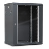 Coffret réseau 19'' 15U porte vitrée 600x450 noir démonté