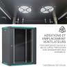 Coffret réseau 19'' 15U porte vitrée 600x450 noir démonté