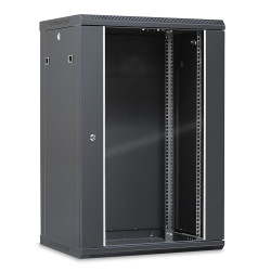 Coffret réseau 19'' 18U porte vitrée 600x450 noir démonté
