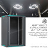Coffret réseau 19'' 18U porte vitrée 600x450 noir démonté