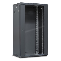 Coffret réseau 19'' 22U porte vitrée 600x450 noir démonté