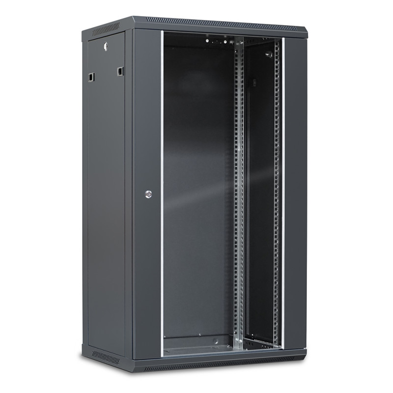 Coffret réseau 19'' 22U porte vitrée 600x450 noir démonté