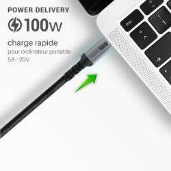 Cordon 100W 5A 20V Charge rapide USB 3.2 type C Mâle-Mâle 2.00m S