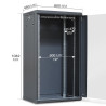 Coffret réseau 19'' 22U porte vitrée 600x450 noir monté