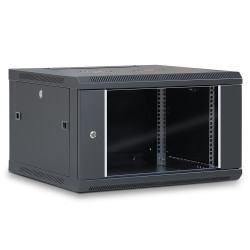 Coffret réseau 19'' 6U porte vitrée 600x600 noir démonté