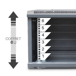 Coffret réseau 19'' 6U porte vitrée 600x600 noir démonté