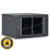 Coffret réseau 19'' 6U porte vitrée 600x600 noir monté