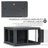 Coffret réseau 19'' 6U porte vitrée 600x600 noir monté