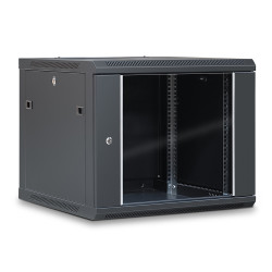 Coffret réseau 19'' 9U porte vitrée 600x600 noir démonté