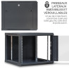 Coffret réseau 19'' 9U porte vitrée 600x600 noir monté