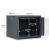 Coffret réseau 19'' 9U porte vitrée 600x600 noir monté