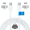 Cordon Nylon USB Type C Mâle-Mâle 60W 1.00m Blanc S