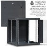 Coffret réseau 19'' 12U porte vitrée 600x600 noir démonté