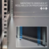 Coffret réseau 19'' 12U porte vitrée 600x600 noir démonté