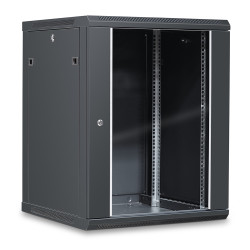 Coffret réseau 19'' 15U porte vitrée 600x600 noir démonté